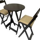 Conjunto Bistró Plegable con Banquetas Acolchonadas – Beige