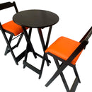 Conjunto Bistró Plegable con Banquetas Acolchonadas – Naranja