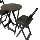 Conjunto Bistró Plegable con Banquetas Acolchonadas – Negro