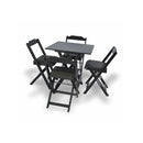 Conjunto Mesa Plegable 70x70 con 4 Sillas Acolchonadas – Negro