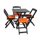 Conjunto Mesa Plegable 70x70 con 4 Sillas Acolchonadas – Naranja